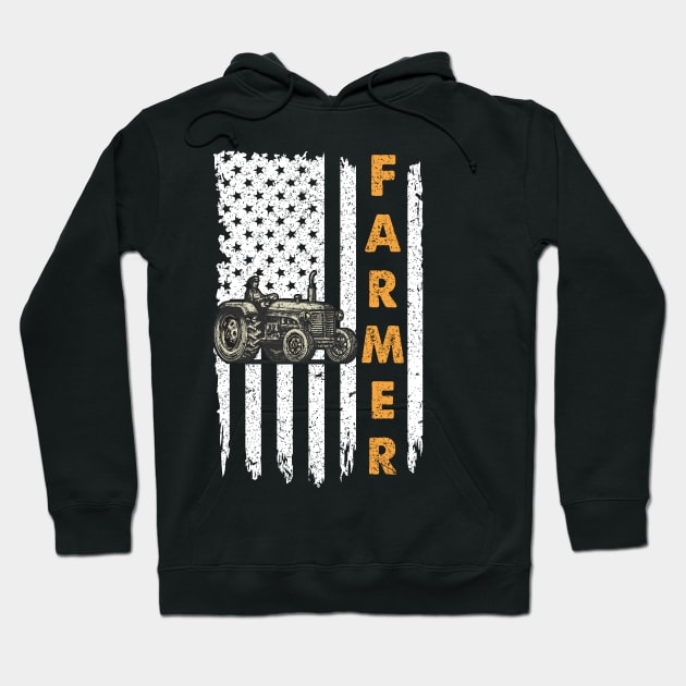 Farmer Tractor American Flag Hoodie by GRADEANT Store